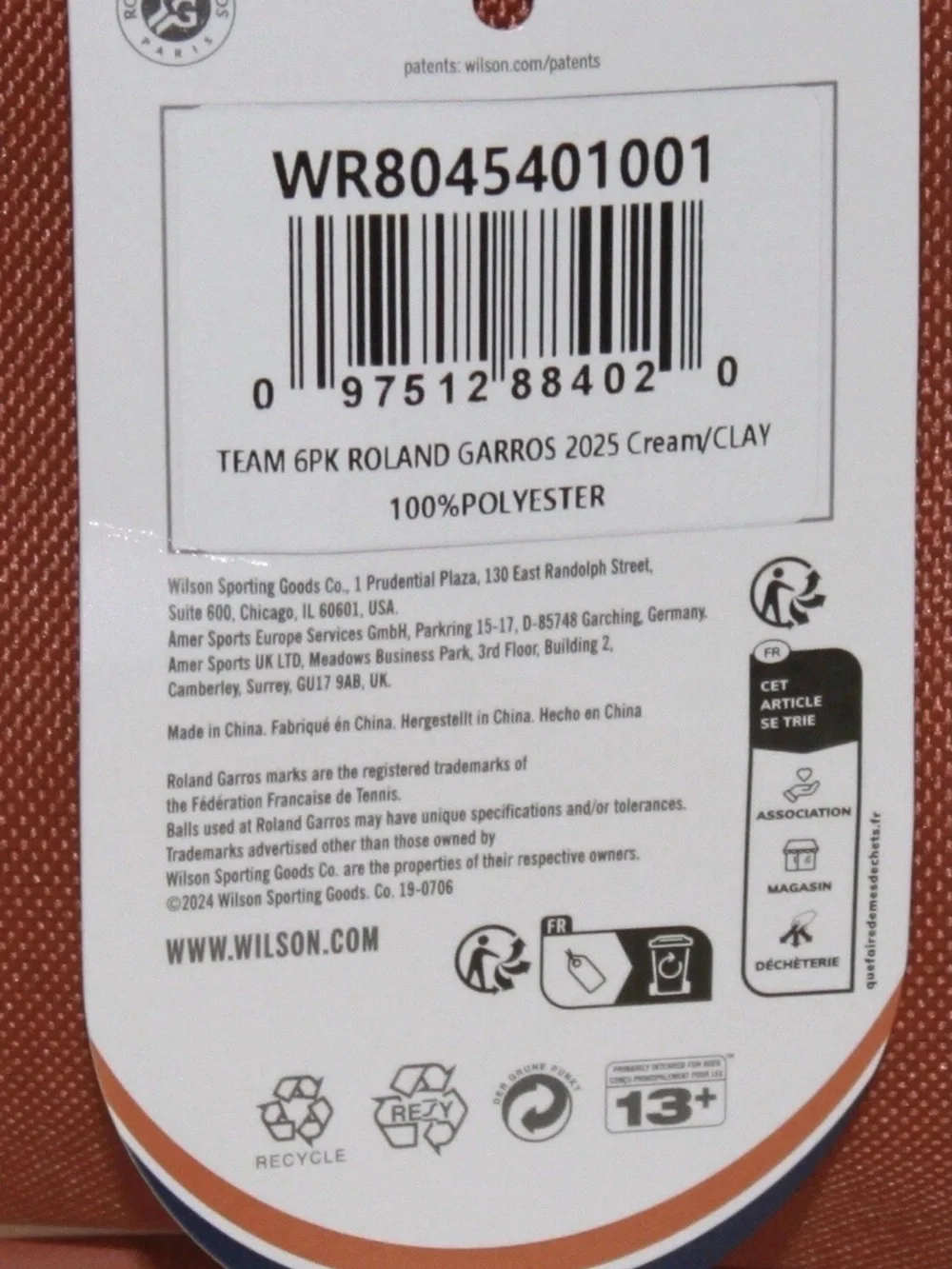 Wilson Roland Garros French Open 6 Pack Team Bag Cream & Clay Paris 2025 Ed. NEW
